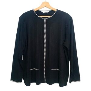 Exclusively Misook Black Sweater Jacket Size XL Collarless Quiet Luxury